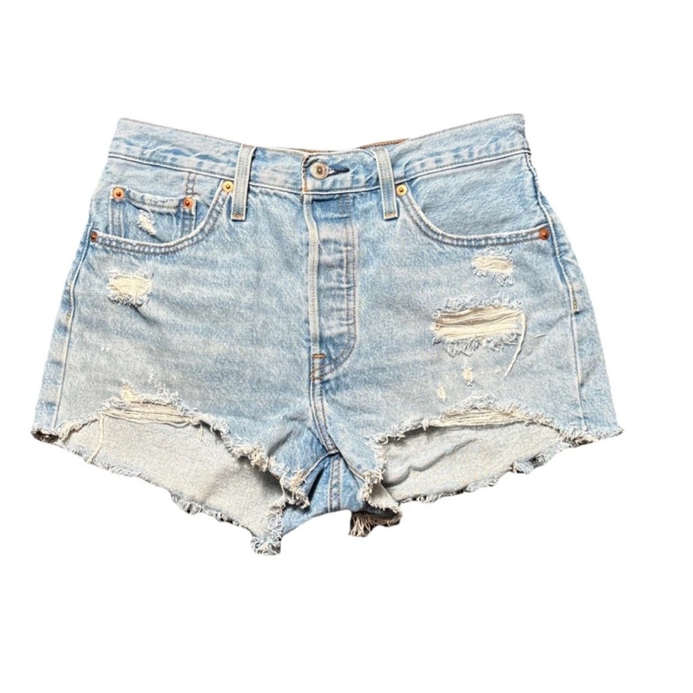Levi's 501 Original Button Fly Distressed Jean Shorts - 29 x 2.5” inseam